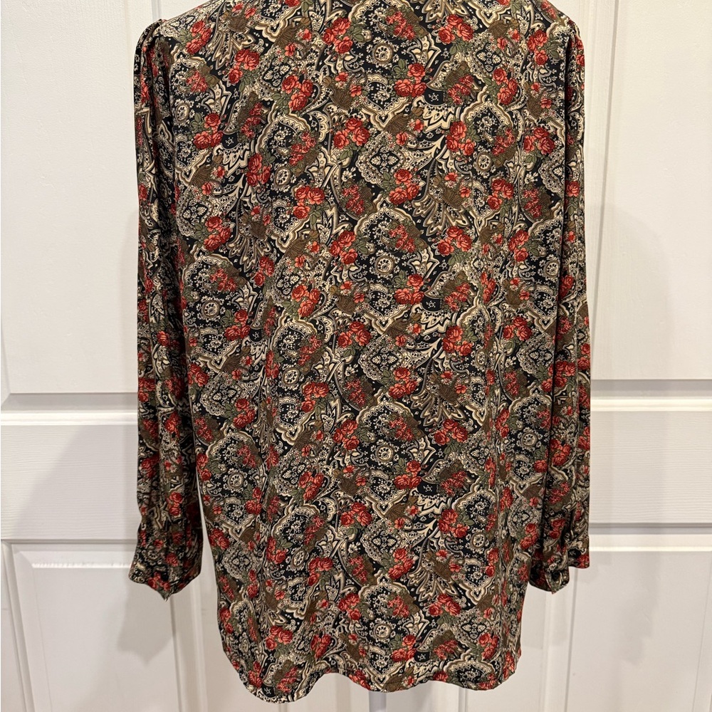 Macaw-Inggo Blouse Vintage Paisley Floral Button Down Blouse Retro Size Medium - Picture 11 of 12